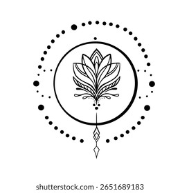 round ethnic minimalistic vector tattoo blossom