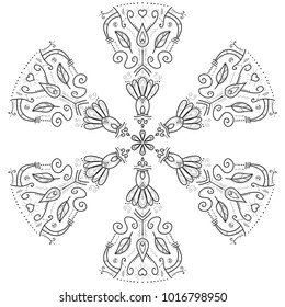 Round ethnic outline pattern mandala vector for coloring books