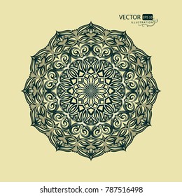 Round ethnic pattern in Arabic style. Geometric abstraction. Decor item for the designer. Mandala for meditation. Vector graphics