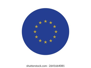 Round European Union Flag Icon – European Union Flag Circular Vector Badge with Standard Colors and National Symbol. Circle Flag Icon of European Union, Button Badge Icon.

