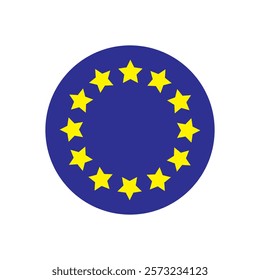 Round european union flag vector icon isolated, european union flag button