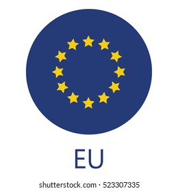 Round european union flag vector icon isolated, button