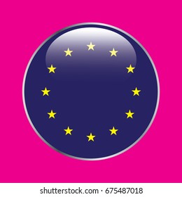 Round european union flag vector icon isolated, european union flag button