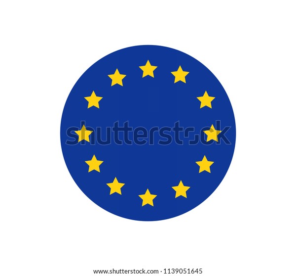 丸い欧州連合の国旗のベクター画像アイコン、ボタンの公式色、正しい 