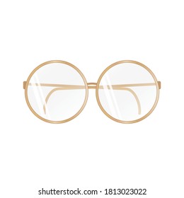 Round Eye Glasses, Gold Glasses, Reading Glass Icon, Frame Vector Illustration Background