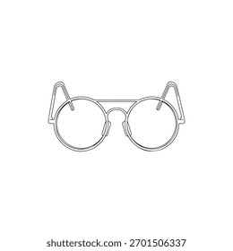 Round eye glasses outline vector flat illustration