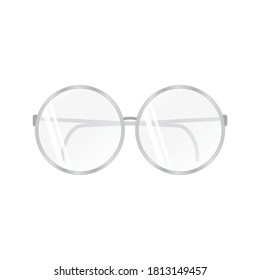 Round Eye Glasses, Silver Glasses, Reading Glass Icon, Frame Vector Illustration Background