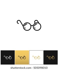 Round eyeglasses or black glasses vector icon