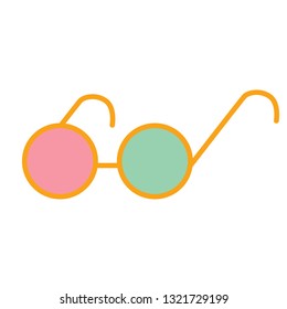 round eyeglasses flat illustration. Magic elements and creatures series.