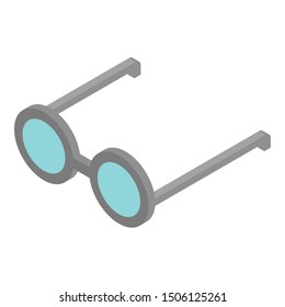 Round eyeglasses icon. Isometric of round eyeglasses vector icon for web design isolated on white background