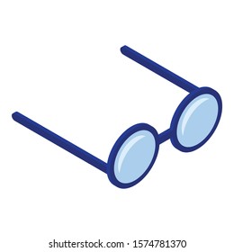 Round eyeglasses icon. Isometric of round eyeglasses vector icon for web design isolated on white background