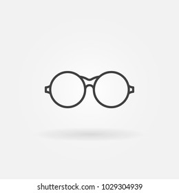 Round eyeglasses outline icon. Vector linear glasses symbol or design element