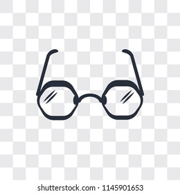 Round eyeglasses vector icon isolated on transparent background, Round eyeglasses logo concept