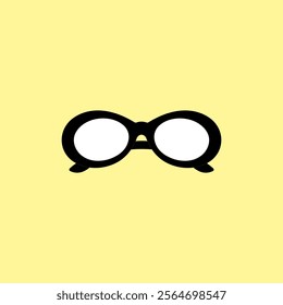 Round eyewear sun protection vector illustration on yellow background. Spectacles accessory