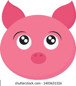 Round Face Cartoon Pink Pig Short Stock Vector (Royalty Free ...