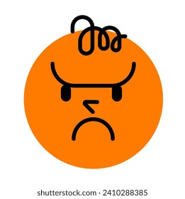 Round face expressing emotion. Angry