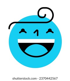 Cara redonda que expresa emoción. Riéndose