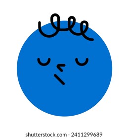 Round face expressing emotion. Resentment, offense, denial