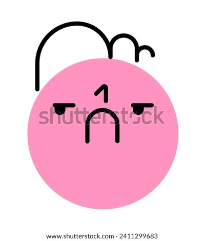 Round face expressing emotion. Resentment, offense