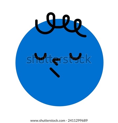 Round face expressing emotion. Resentment, offense, denial