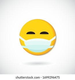 round Face with Medical Mask Icon vector. cartoon bubble emoticons for social media chat comment reactions, icon template emoji character.