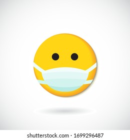 round Face with Medical Mask Icon vector. cartoon bubble emoticons for social media chat comment reactions, icon template emoji character.