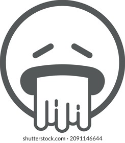 Vómitos redondos en la cara. Enfermo emoticono. Emoji repugnante