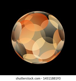 round facets bubble in dark orange shades on black