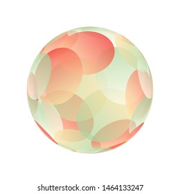 round facets bubble in pastel green red shades on white