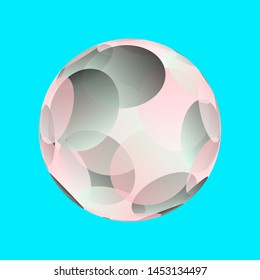 round facets bubble in pink shades on blue