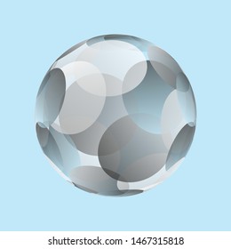 round facets bubble in silver shades on blue