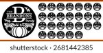 Round Fall Pumpkin monogram Letter Set A-Z, Thanksgiving Font Door Hanger Vector Design , Autumn Alphabet Family Name Sign Laser Cut Files For Decoration
