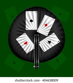round fan and cards