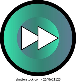 Round fast rewind icon, vector button for websites and internet music and video applications