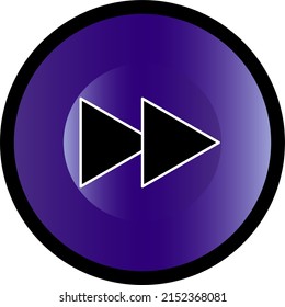 Round fast rewind icon, vector button for websites and internet music and video applications