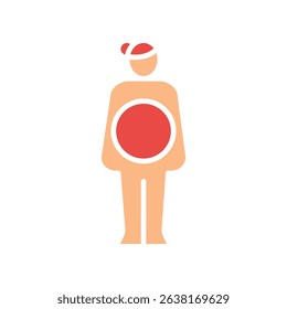 round female body type color flat icon for digital and print projects. Minimal clean icons for apps and websites. Modern simple icons for UI UX and branding