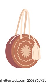 Round female hipster handbag vector illustration