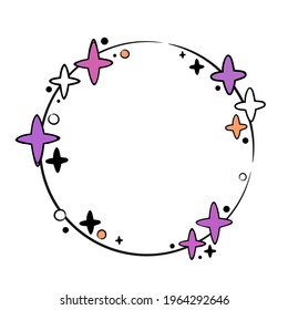 round festive frame with stars