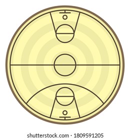 Round field to play basketball with markup, vector illustration.