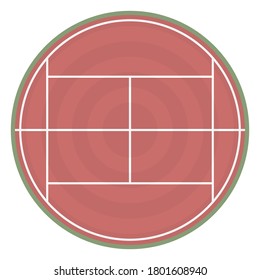 Round field to play tennis with markup, vector illustration.