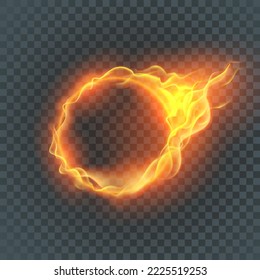 Round fiery frame. Glowing frames on transparent background.