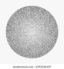 Round figure made of black dots isolated on a light background. Image in the style of halftone, stiplism, gradient retro pattern.