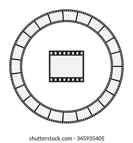 Round Film Strip Frame and Patterned Brush - Isolated Illustration