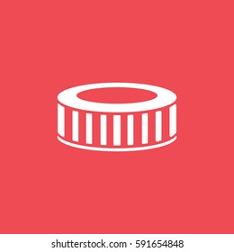 Round Filter Flat Icon On Red Background