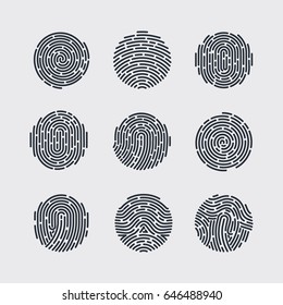 Round Fingerprint Patterns for Identity Person Security ID on Gray for Design