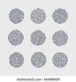 Round Fingerprint Patterns for Identity Person Security ID on Gray Background for Design