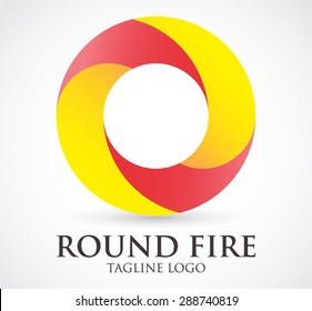 Round fire logo business element symbol shape icon template abstract company circle design vector