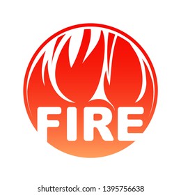 Round fire logo, red circle flaming design with text.  