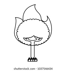 round fire tree burning damage ecology vector illustration outline graphic