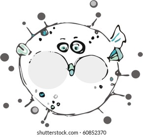 Round fish pouts and starts up bubbles